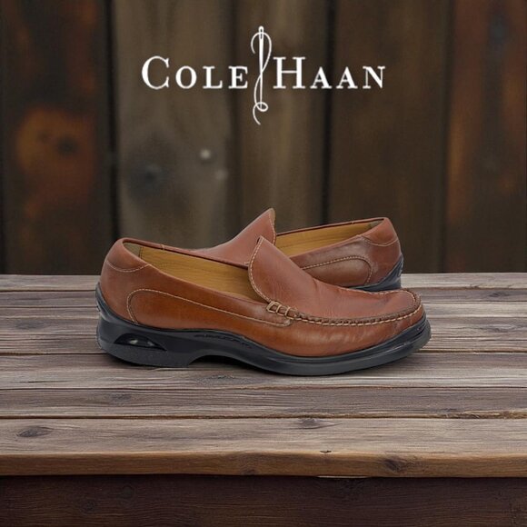 Cole Haan Men’s Brown Leather Slip-On Loafers w/ Nike Air Technology – Size 8M - Picture 1 of 11